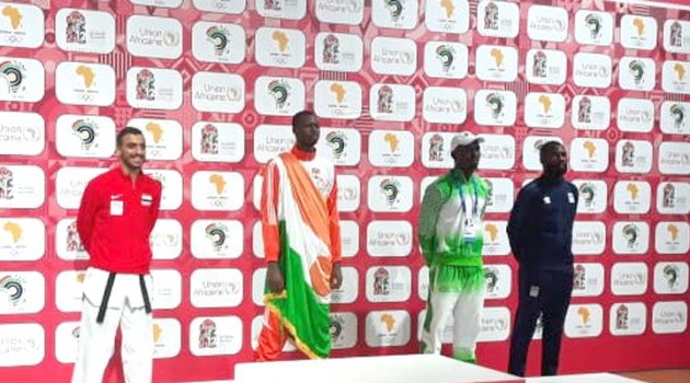 Jeux Africains 2019 : cérémonie de remise de médailles taekwondo +87 kg